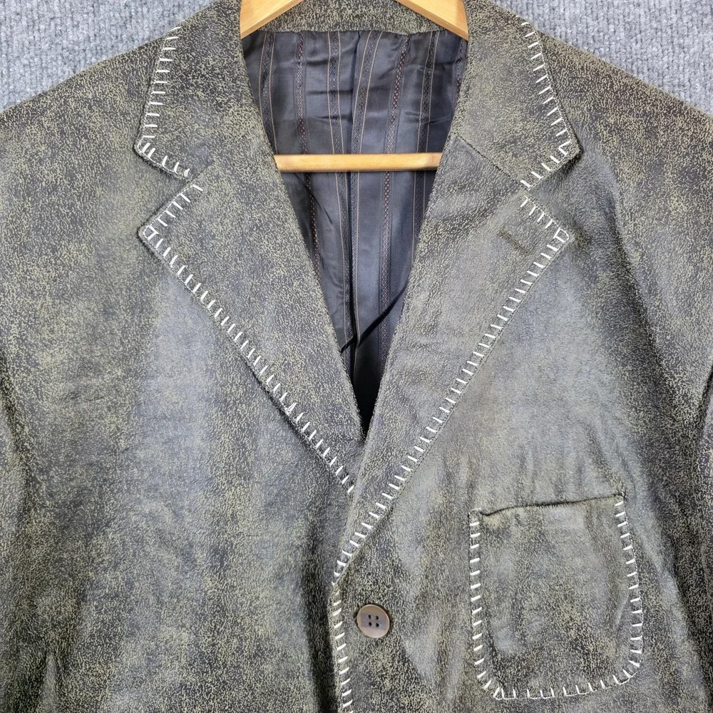 Venzetti Blazer Mens XXL Distressed Faux Leather Rockabilly Western Whipstitch